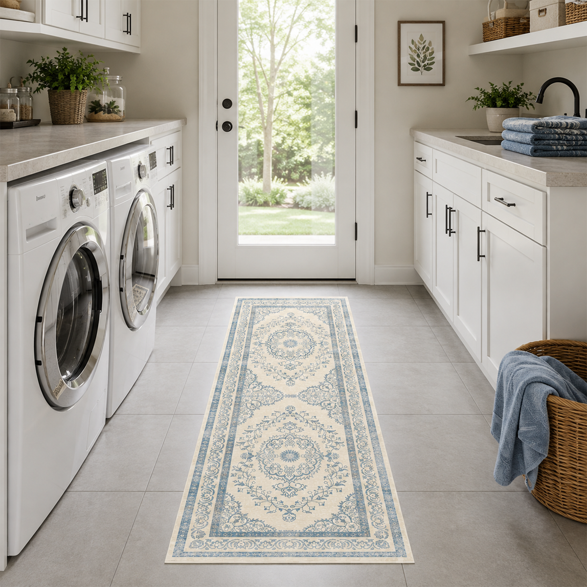 Porcelain Blue Floral Rug