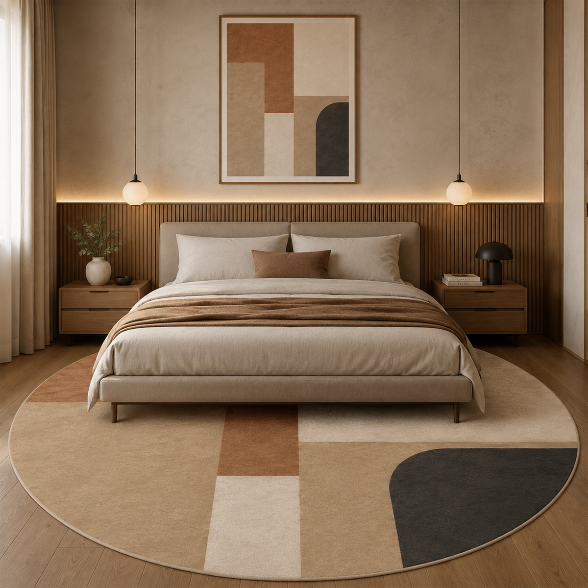 Modern Curved Color Block Area Rug