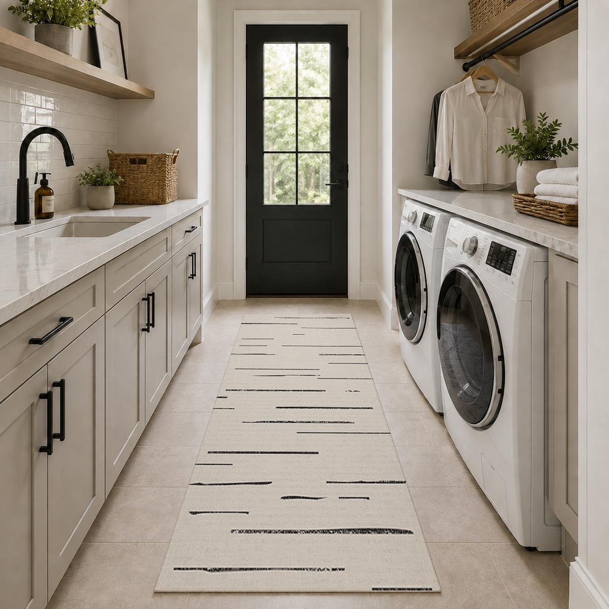 Ivory Linear Stripes Rug