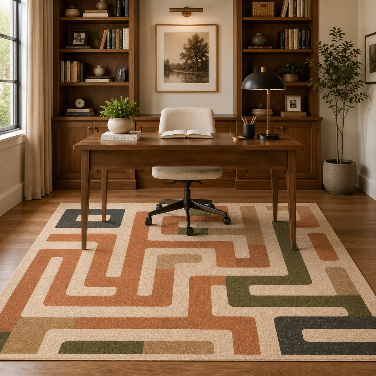 Geometric Circuit Maze Rug