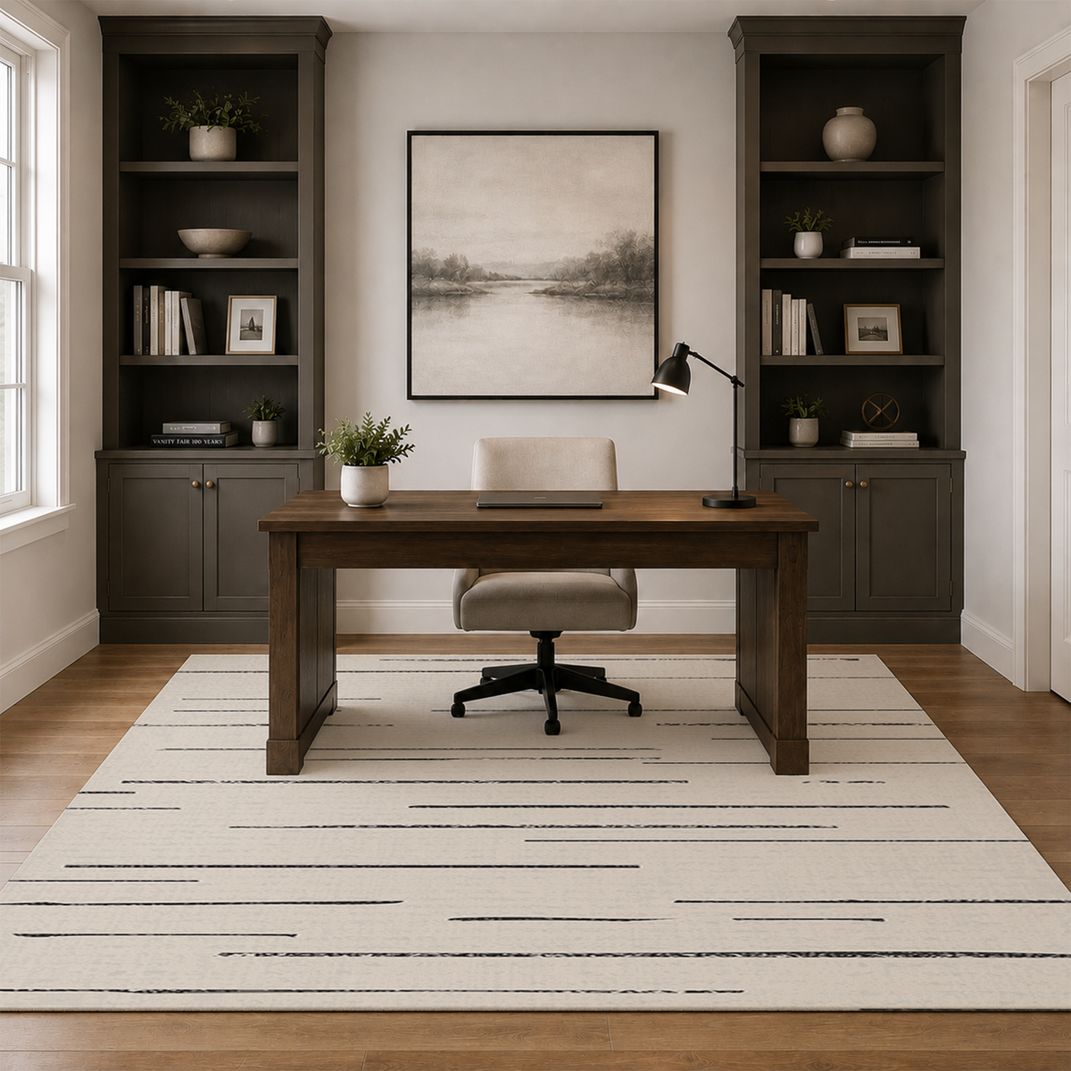 Ivory Linear Stripes Rug