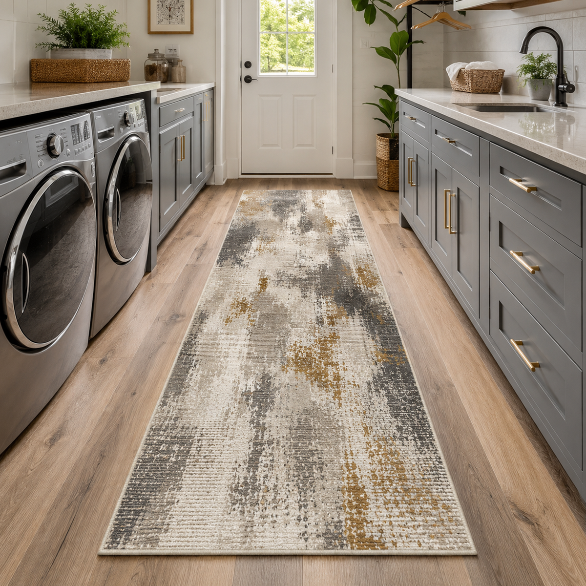 Ochre Stone Abstract Rug