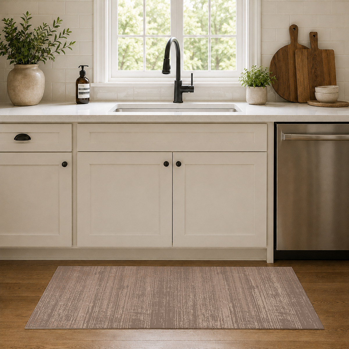 Taupe Distressed Texture Rug