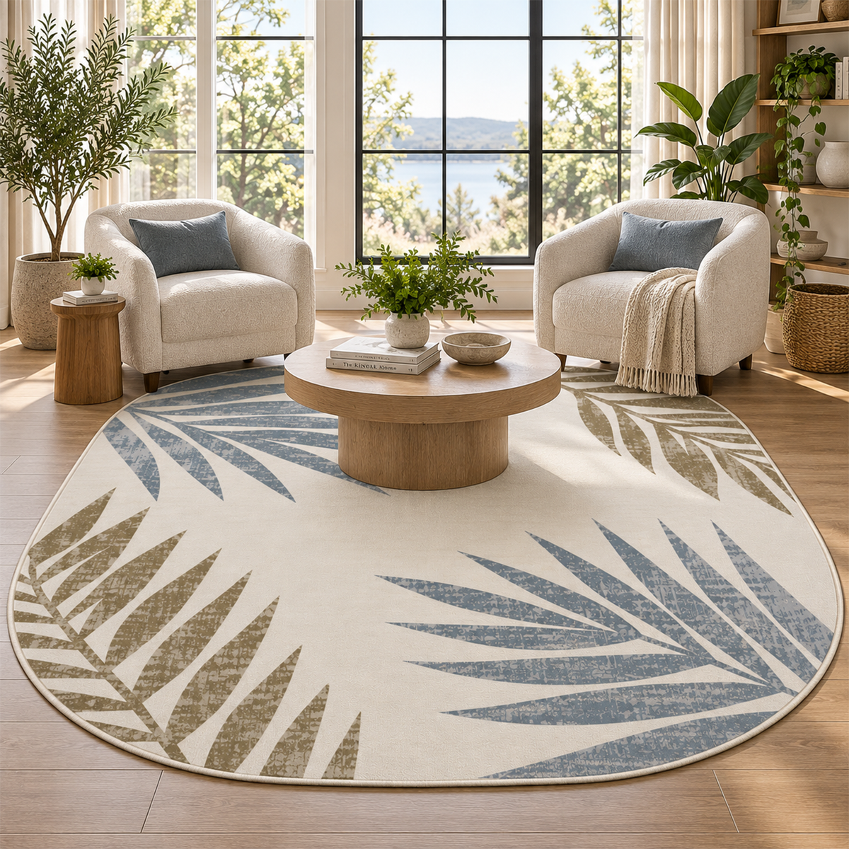 Coastal Palm Leaf Rug