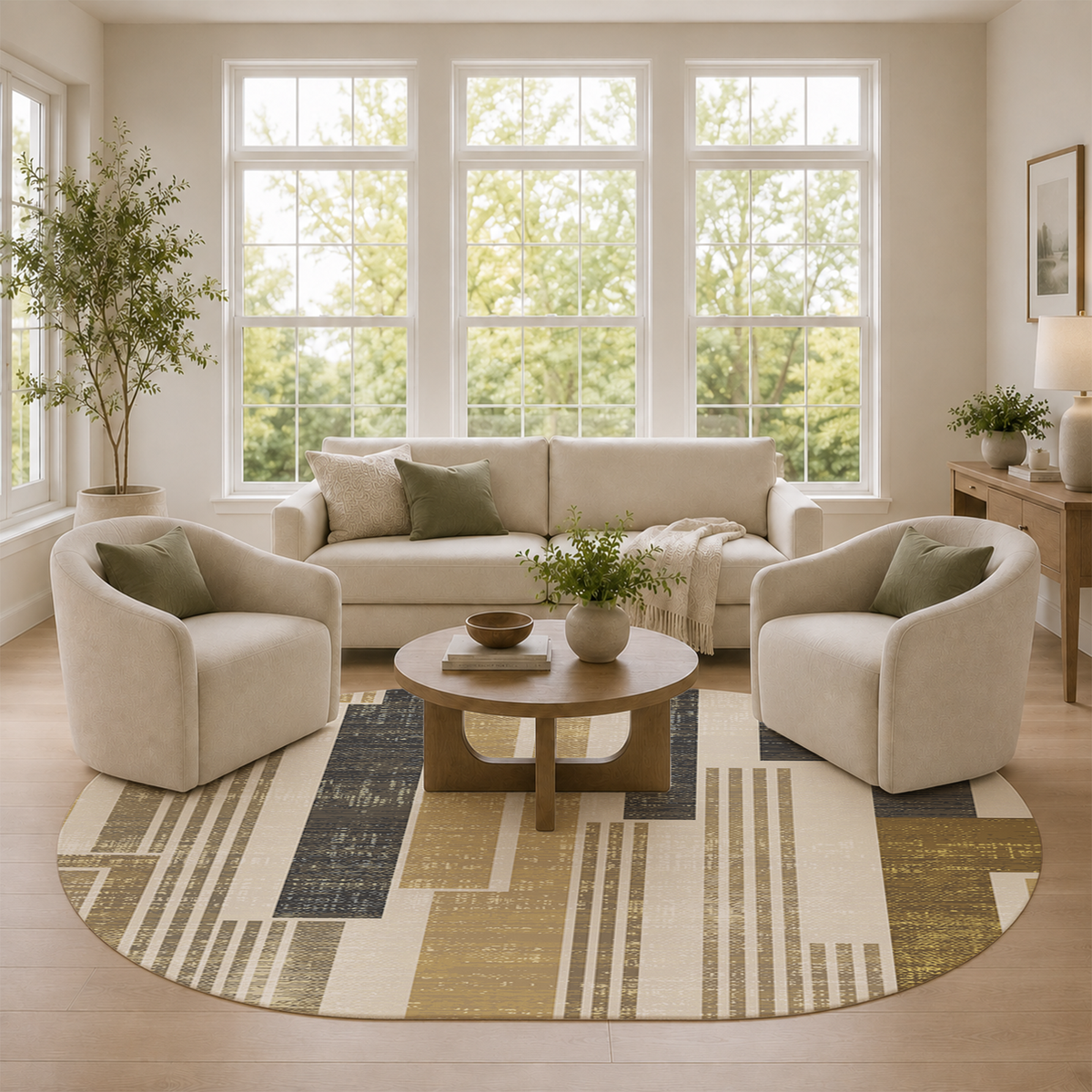 Golden Linear Geo Rug