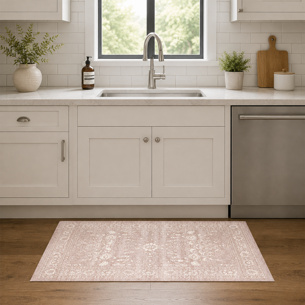 Vintage Blush Floral Rug