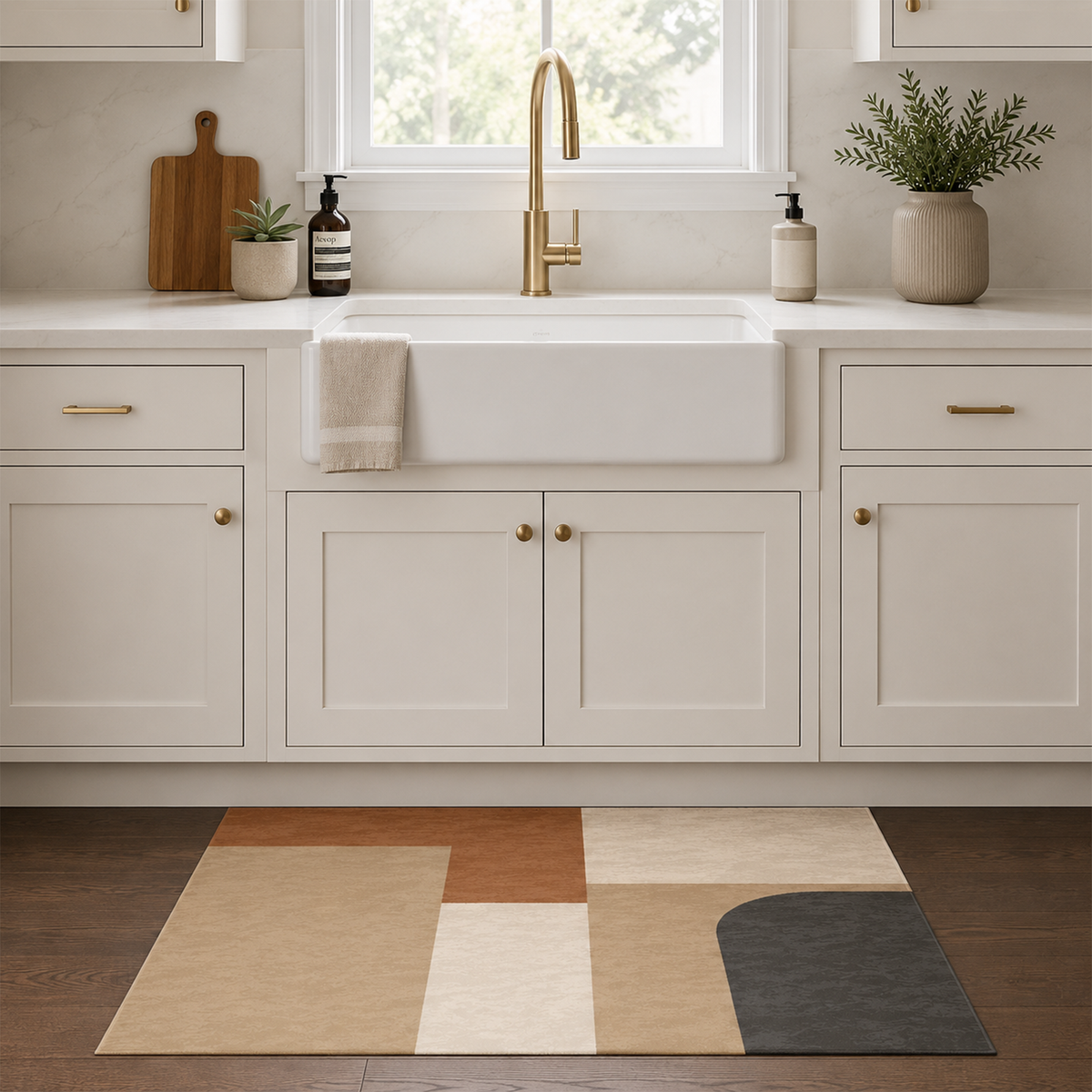Modern Curved Color Block Area Rug