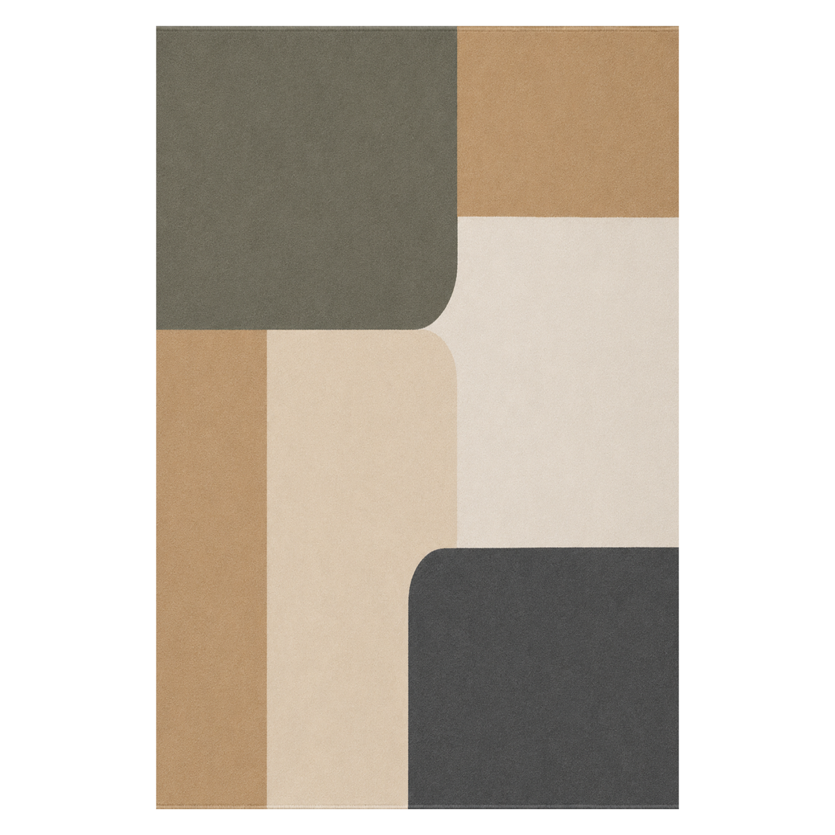 Modern Abstract Curved Color Block Area Rug