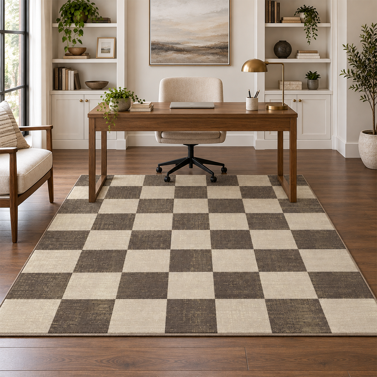 Mocha Chessboard Rug