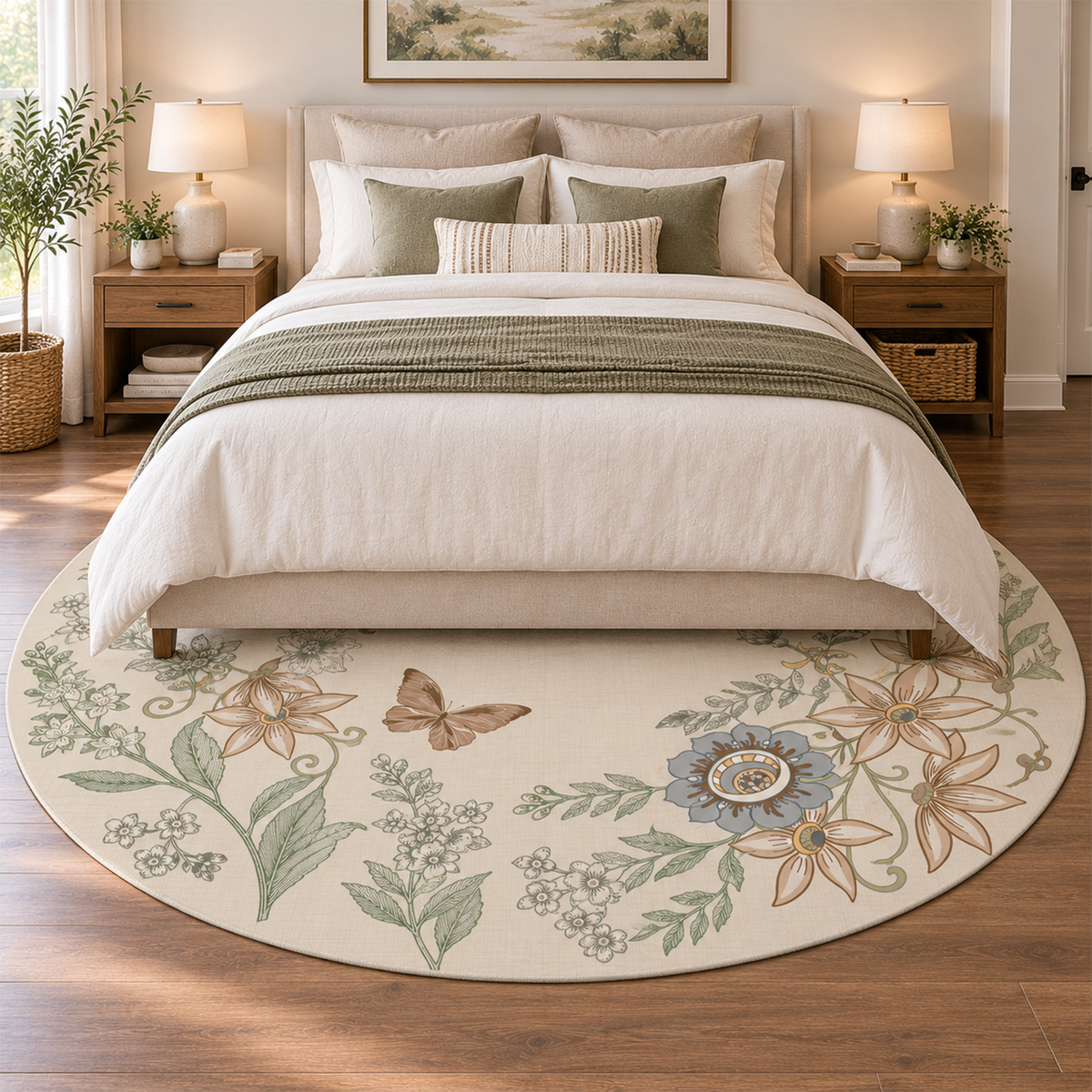 Vintage Botanical Butterfly Rug