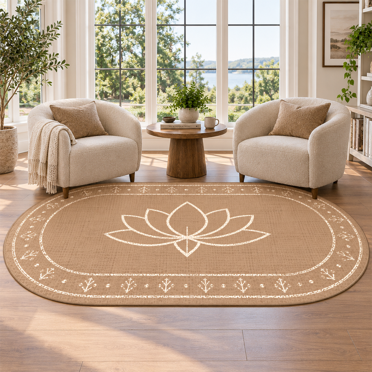 Sand Lotus Border Rug