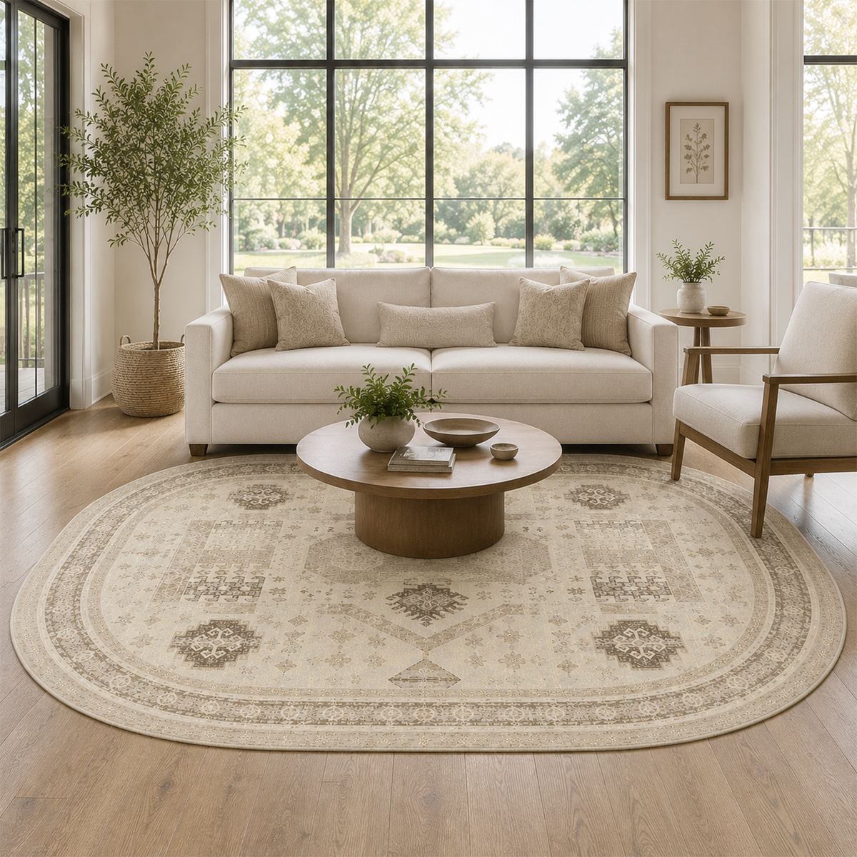 Ivory Geometric Vintage Rug