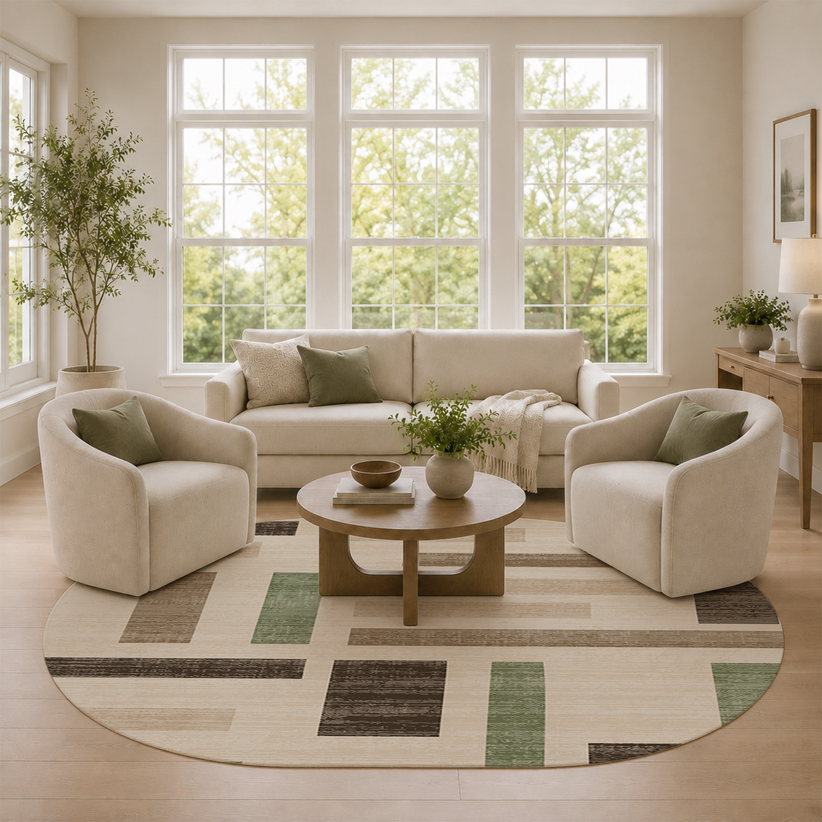 Sage Block Abstract Rug