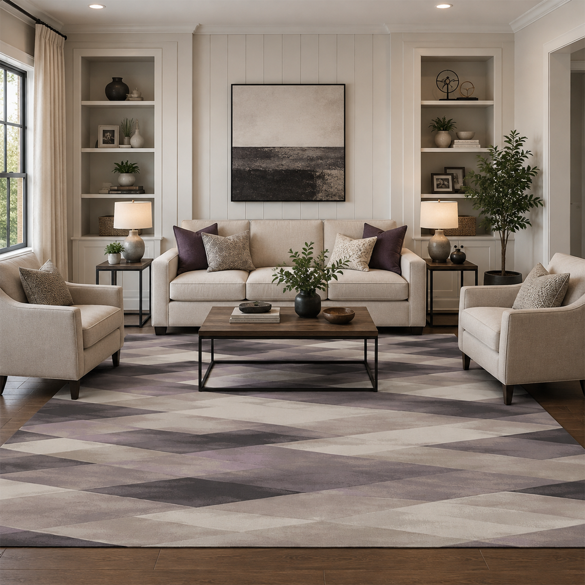 Mauve Prism Geometric Rug