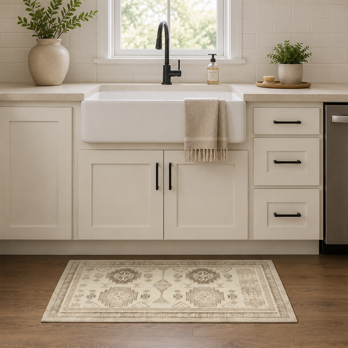 Ivory Geometric Vintage Rug