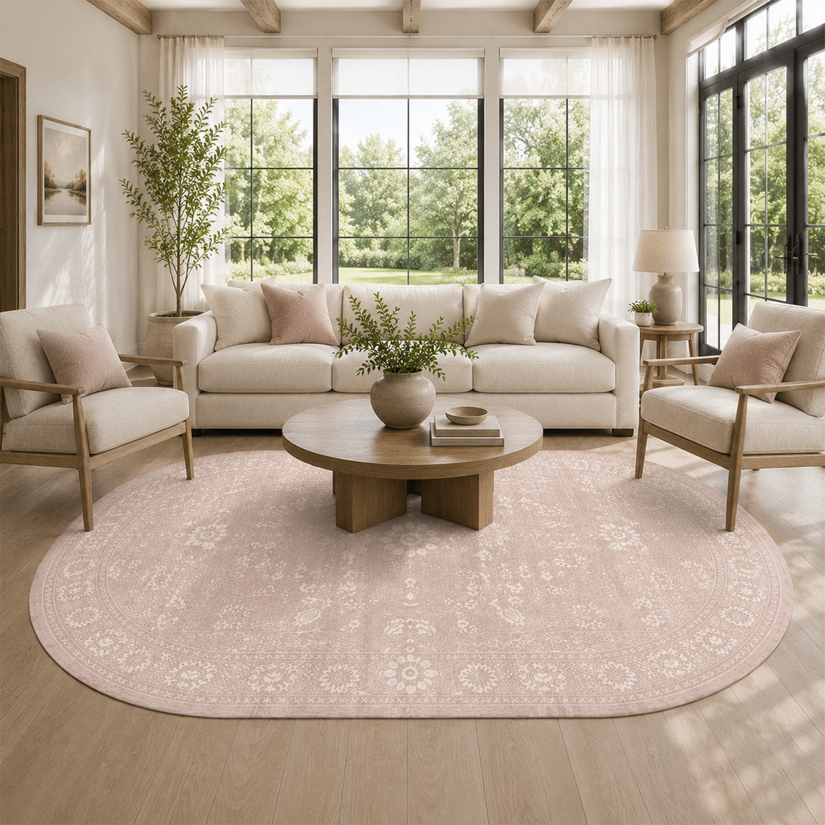 Vintage Blush Floral Rug