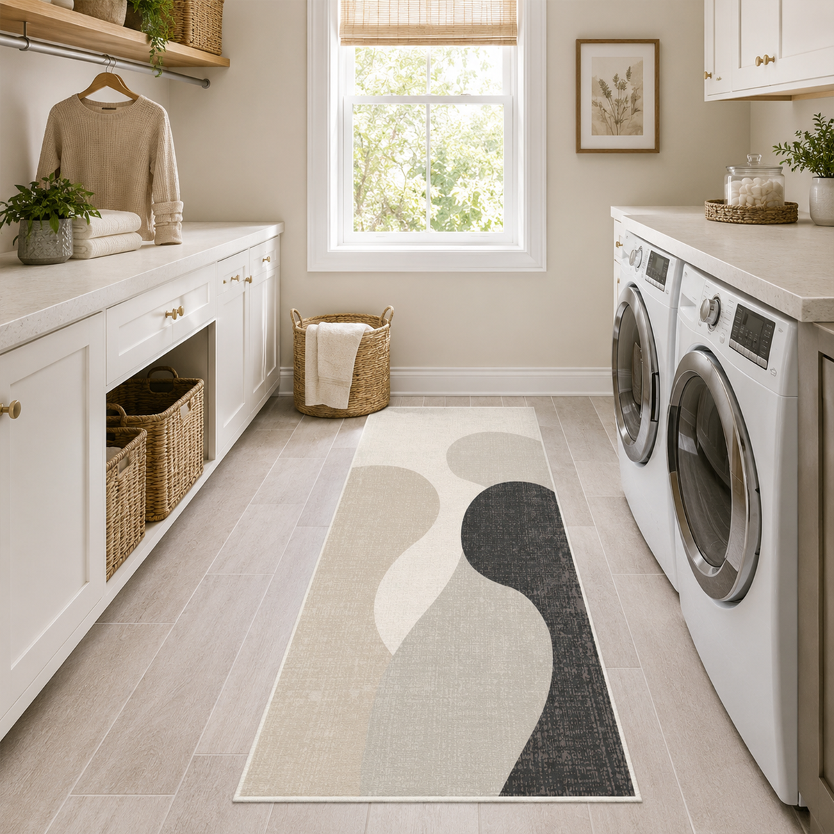 Neutral Organic Shapes Area Rug