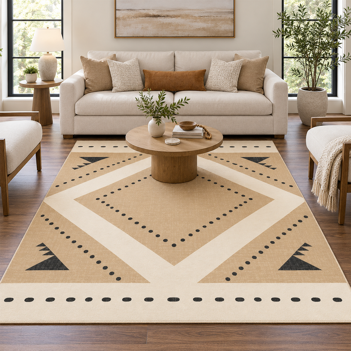 Tribal Diamond Border Rug