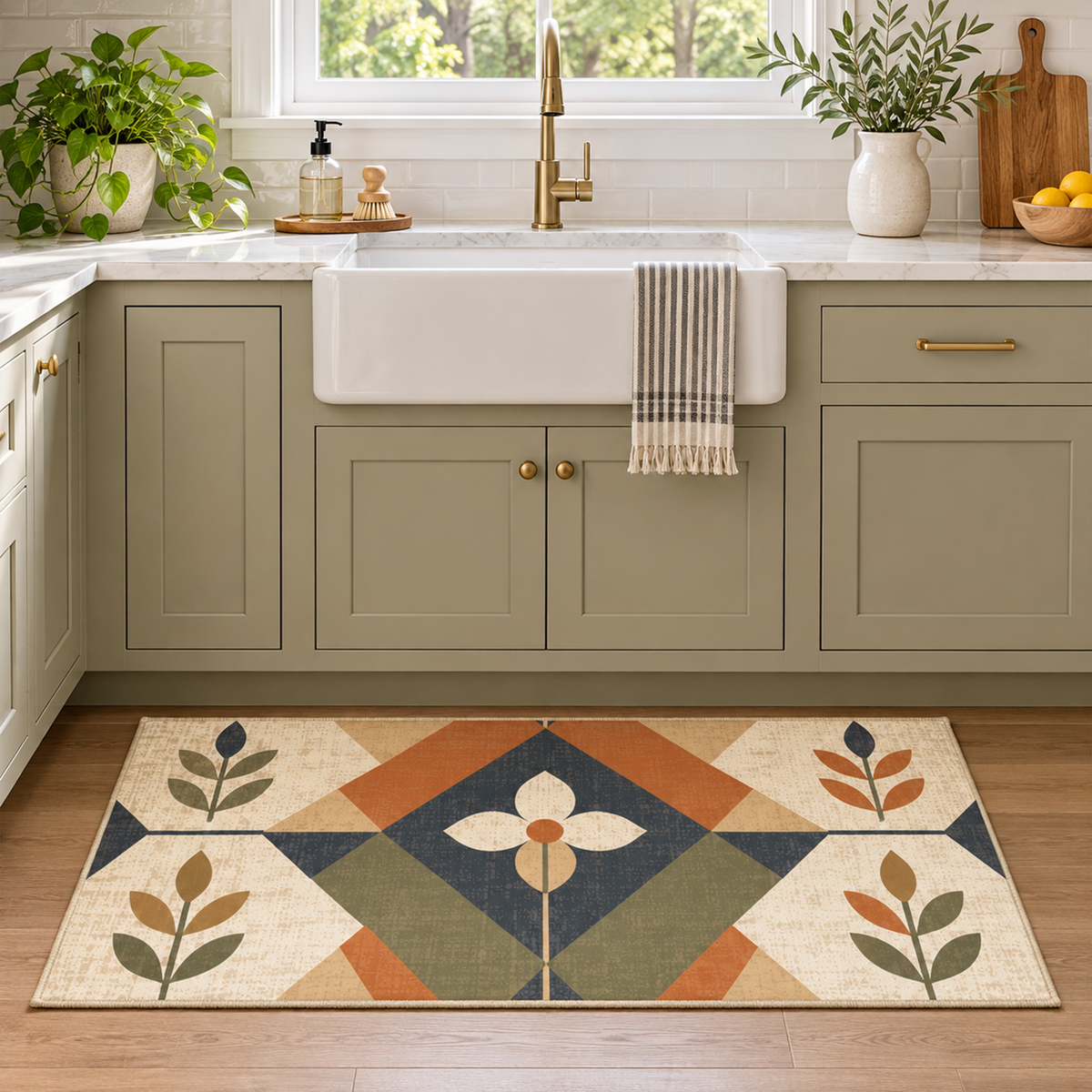 Botanical Geo Diamond Rug