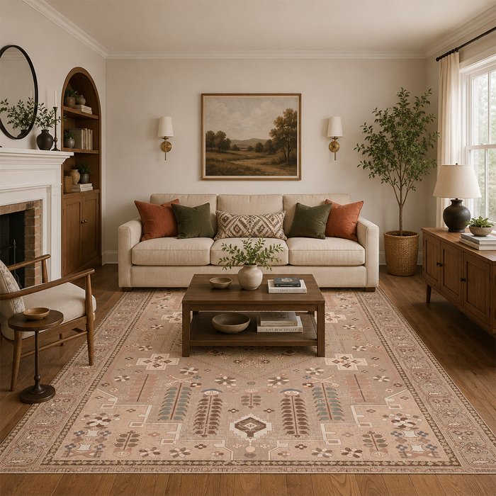 Blush Botanical Medallion Rug