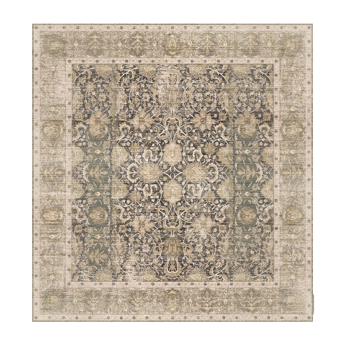Distressed Charcoal Floral Rug