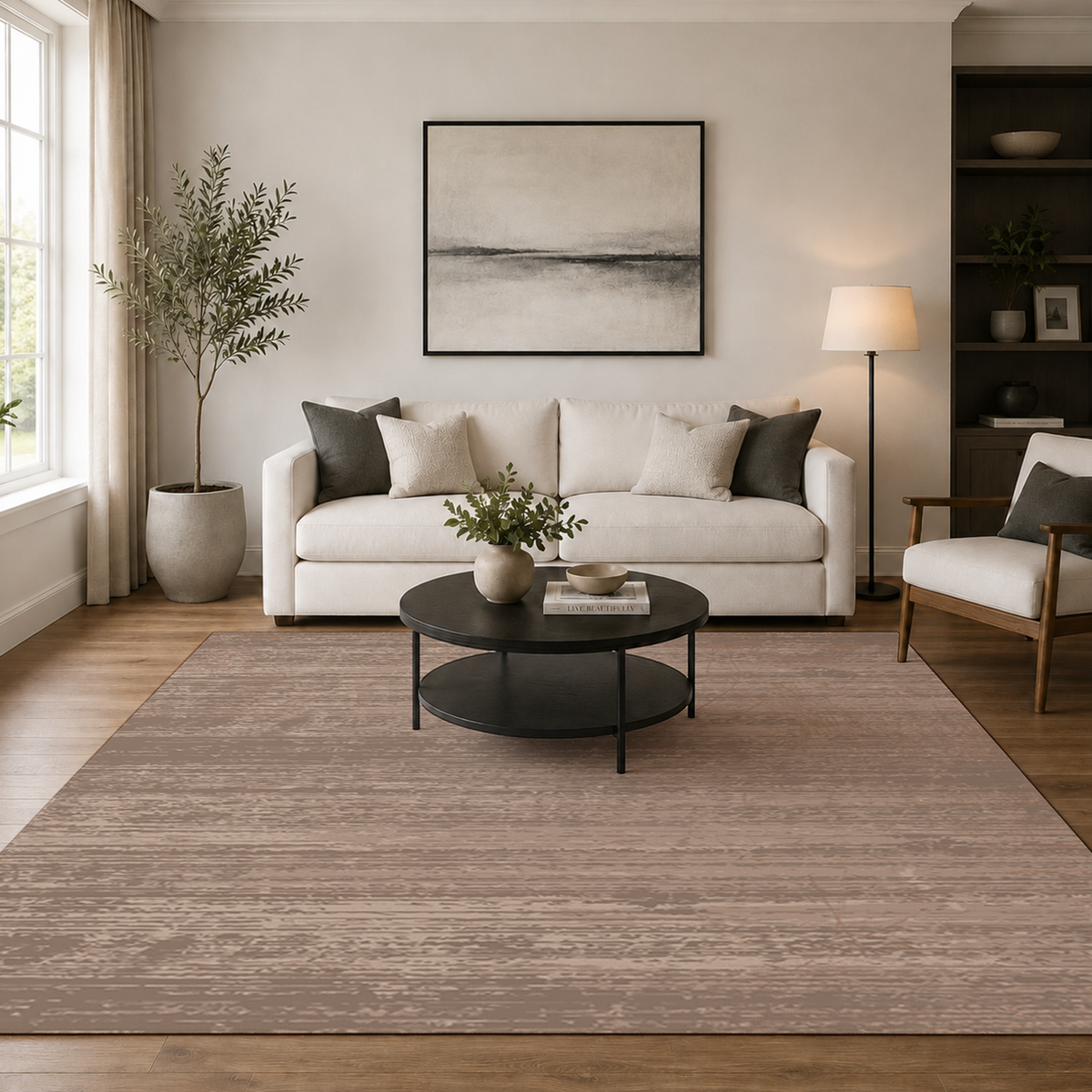 Taupe Distressed Texture Rug