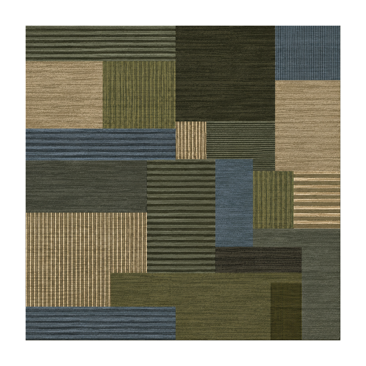 Forest Patchwork Geometric Rug