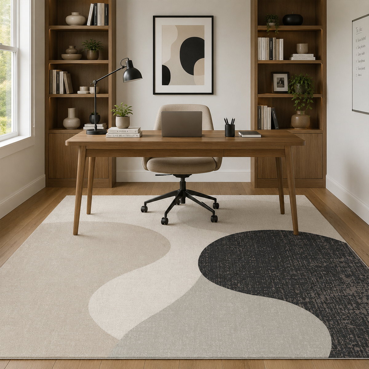 Neutral Organic Shapes Area Rug