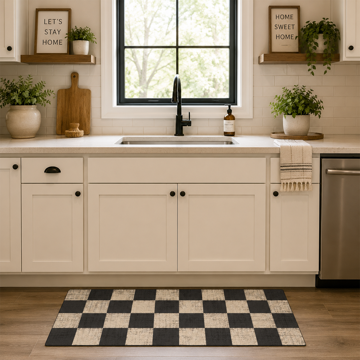Classic Two-Tone Checkerboard Rug