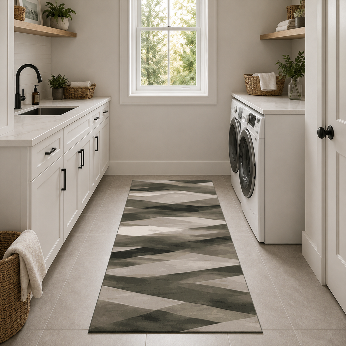 Shadow Weave Geometric Rug