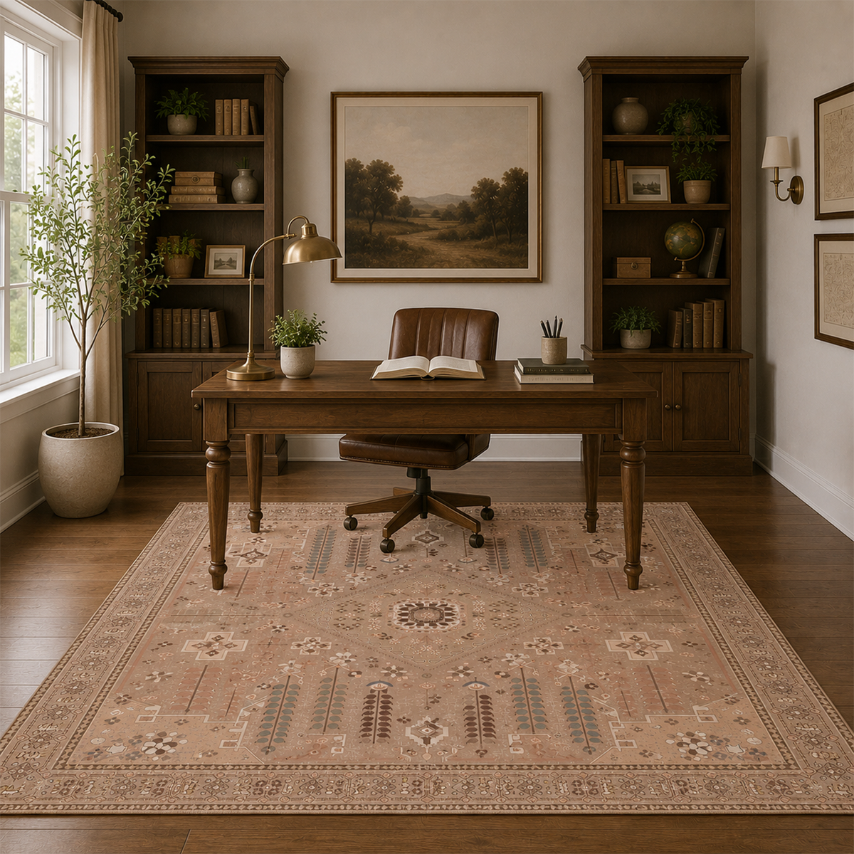Blush Botanical Medallion Rug