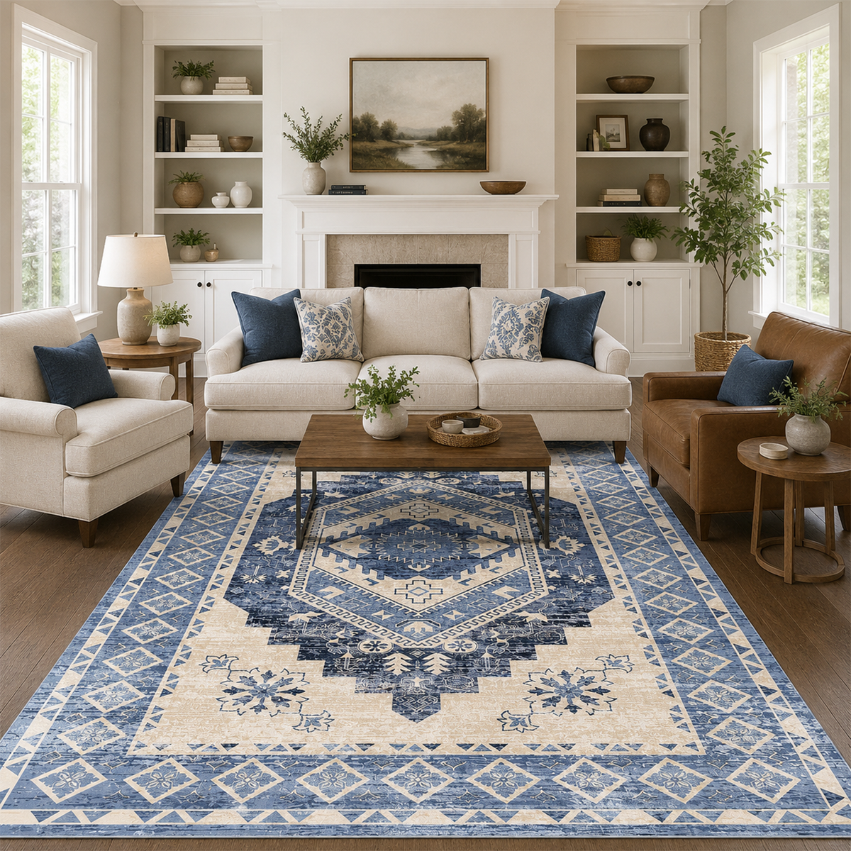 Blue Heritage Geometric Rug