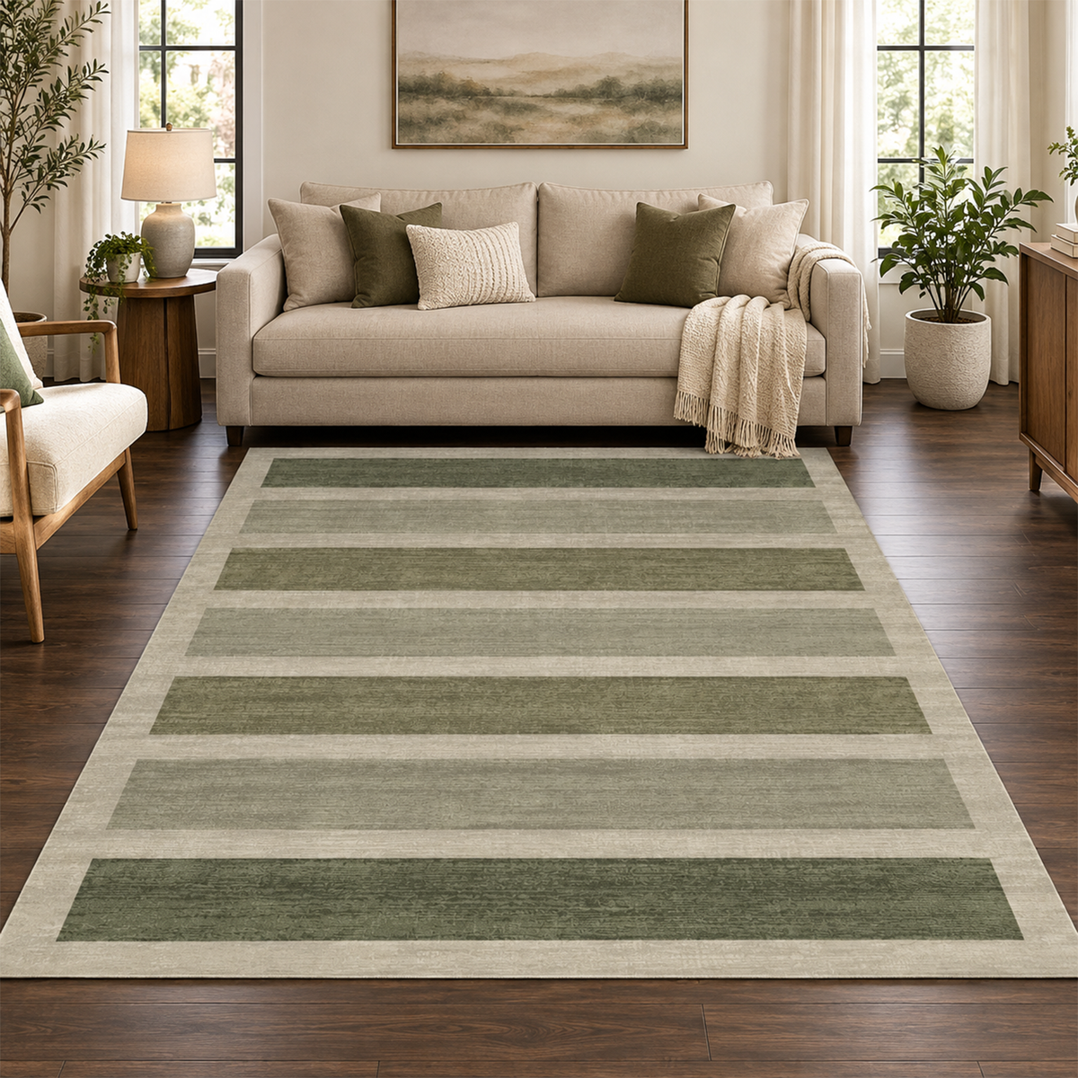 Olive Band Area Rug