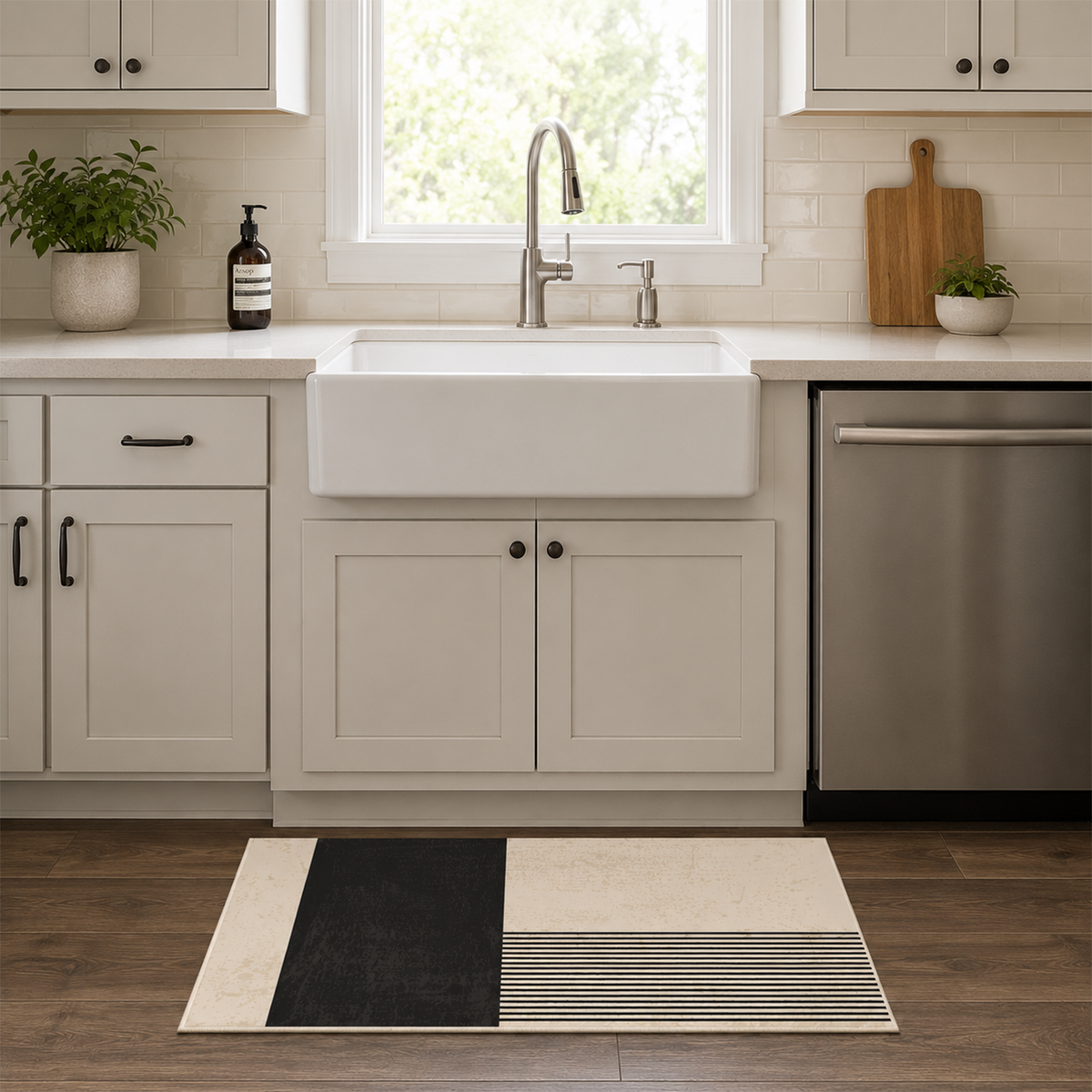 Minimalist Block & Stripe Rug