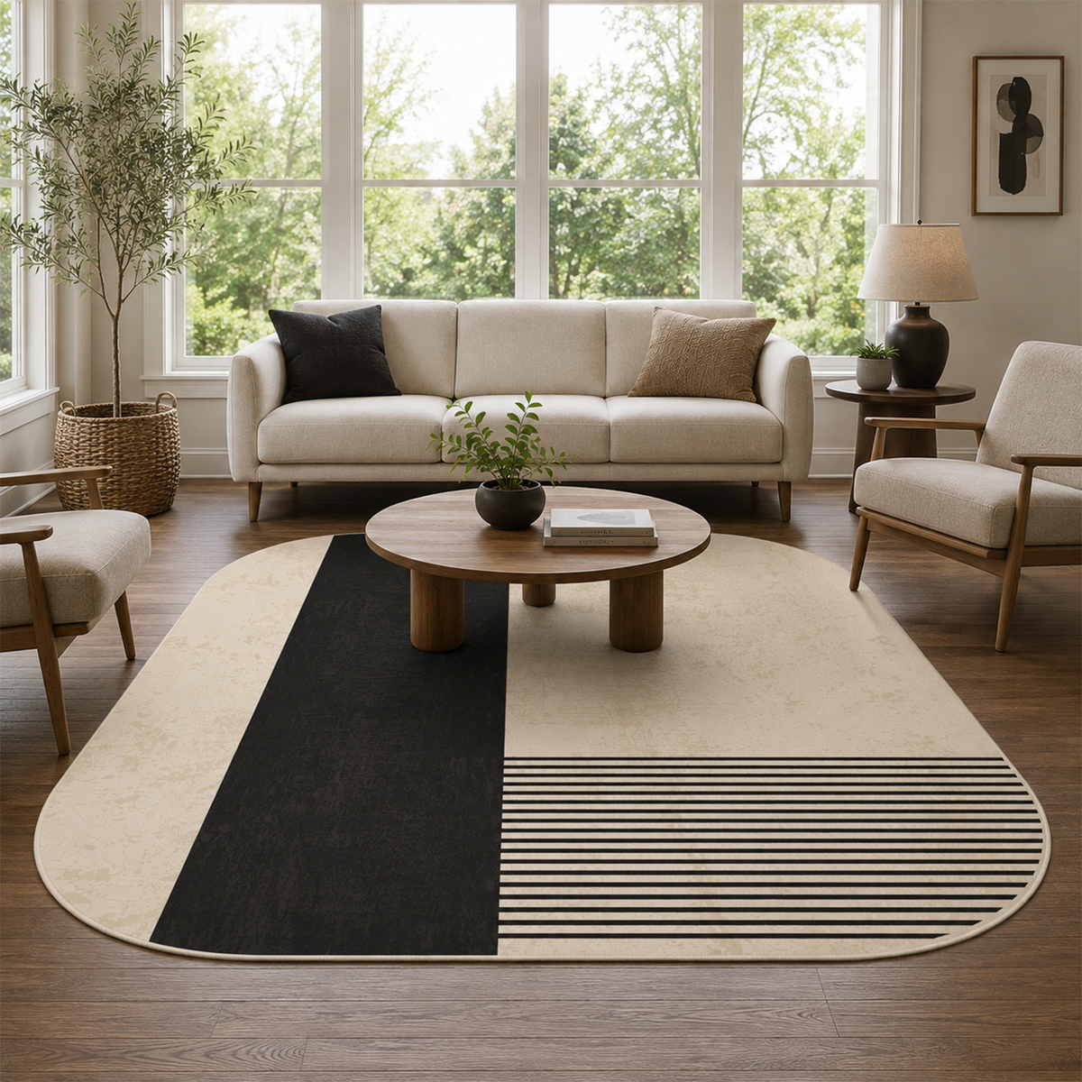 Minimalist Block & Stripe Rug