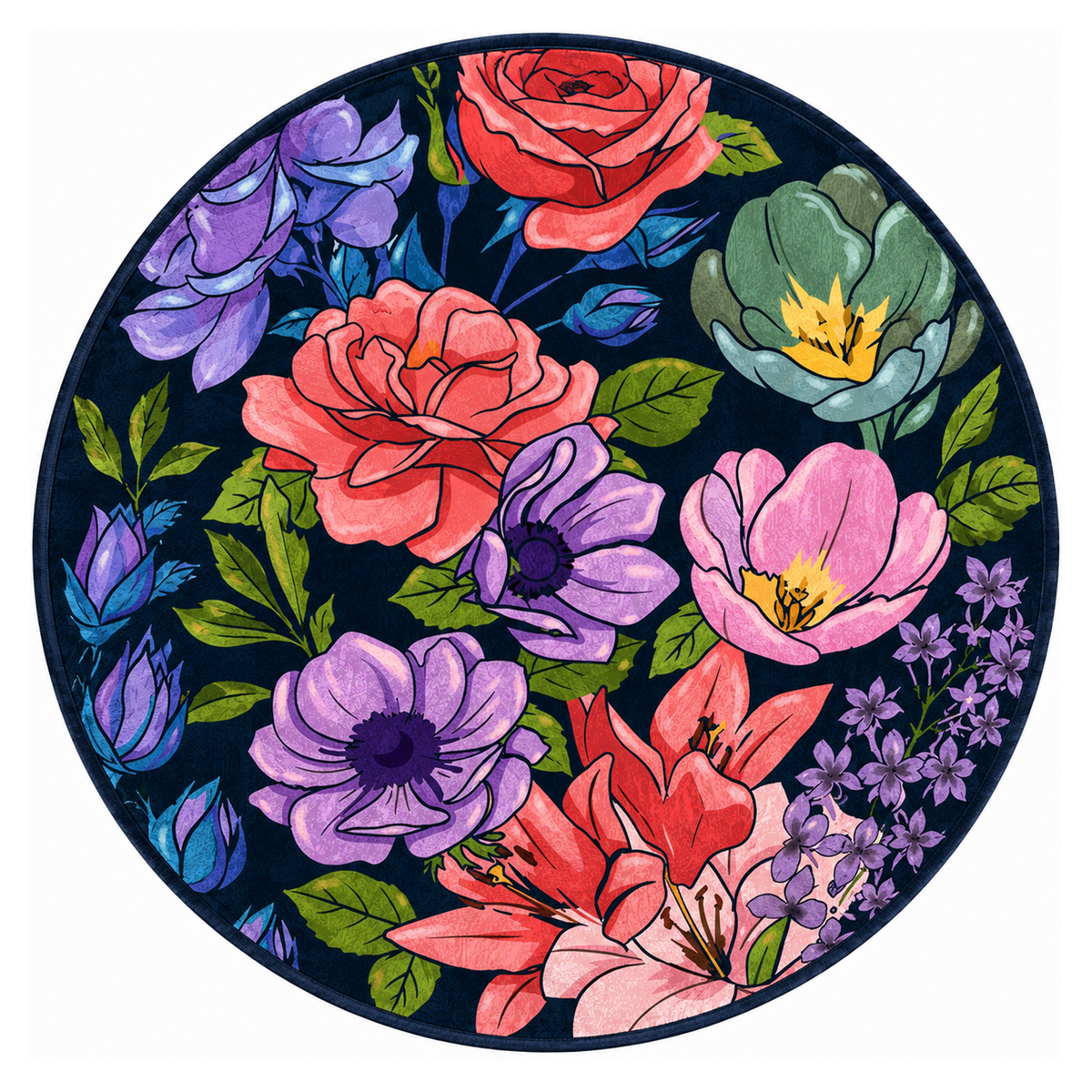 Bold Floral Garden Washable Area Rug