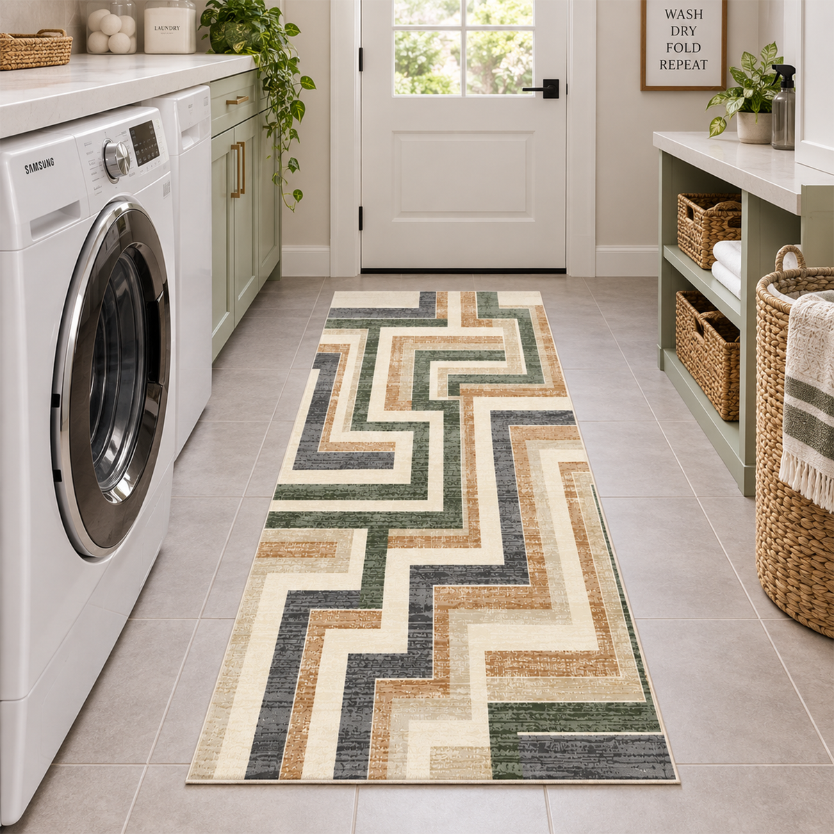 Geometric Maze Path Rug