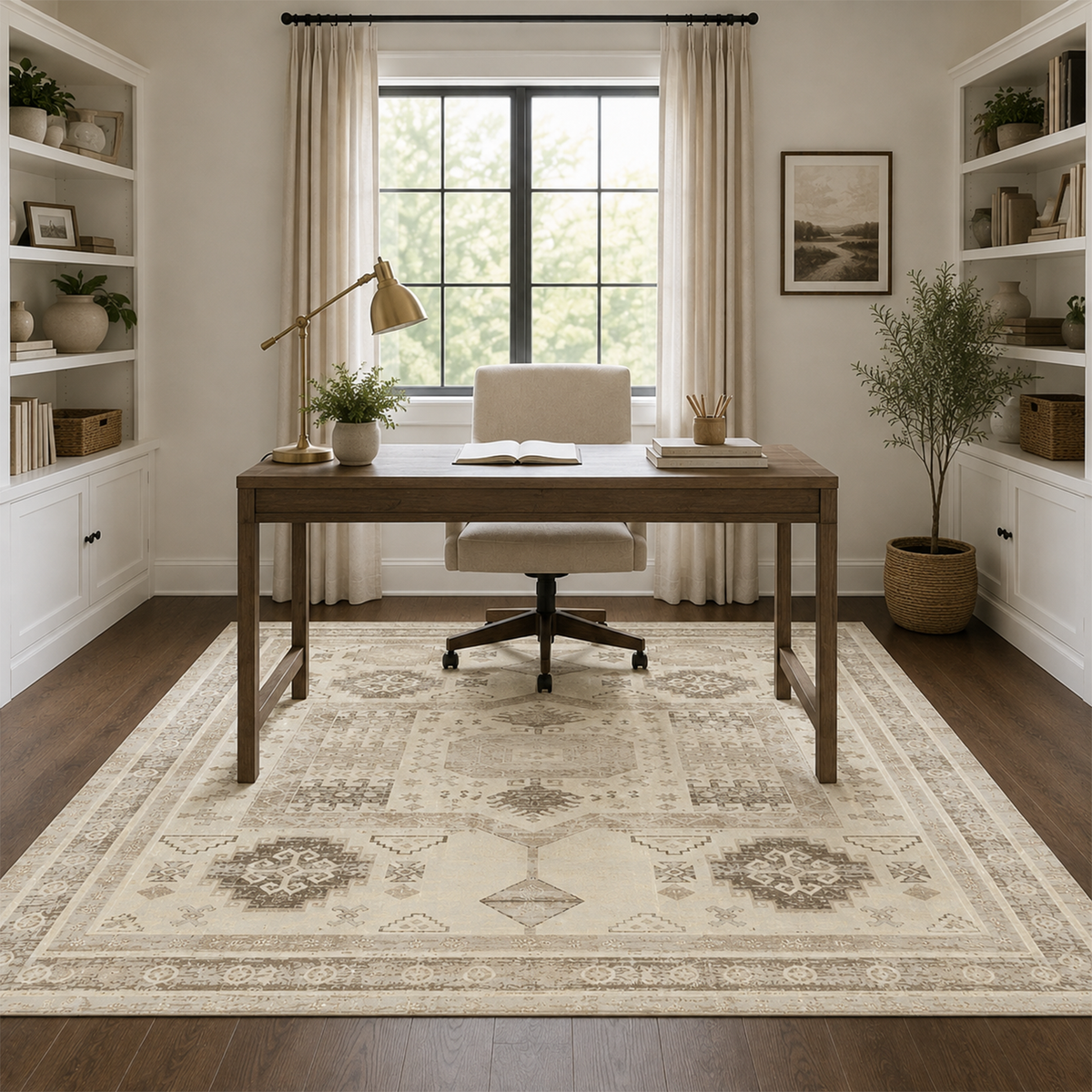Ivory Geometric Vintage Rug