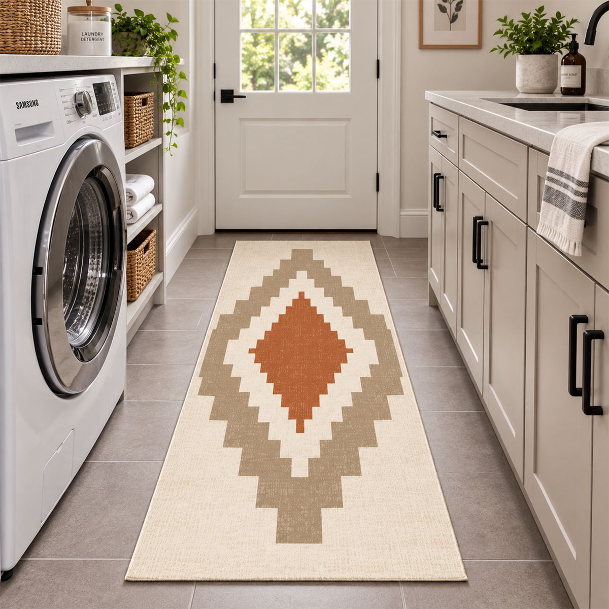 Terracotta Diamond Geo Rug