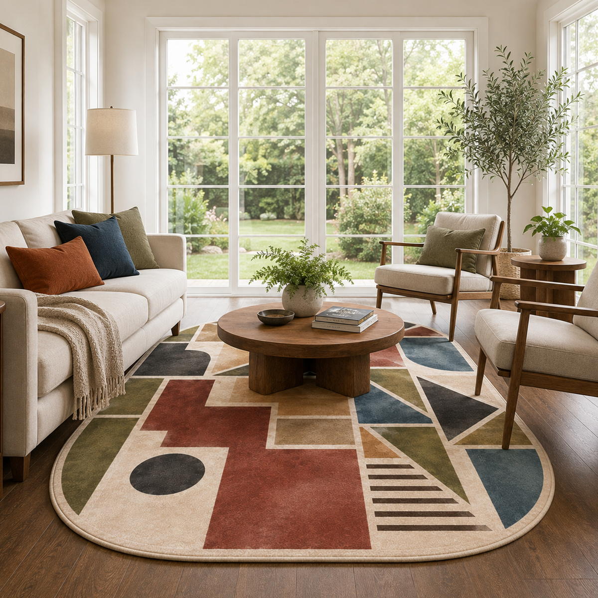 Modern Abstract Geometric Washable Area Rug