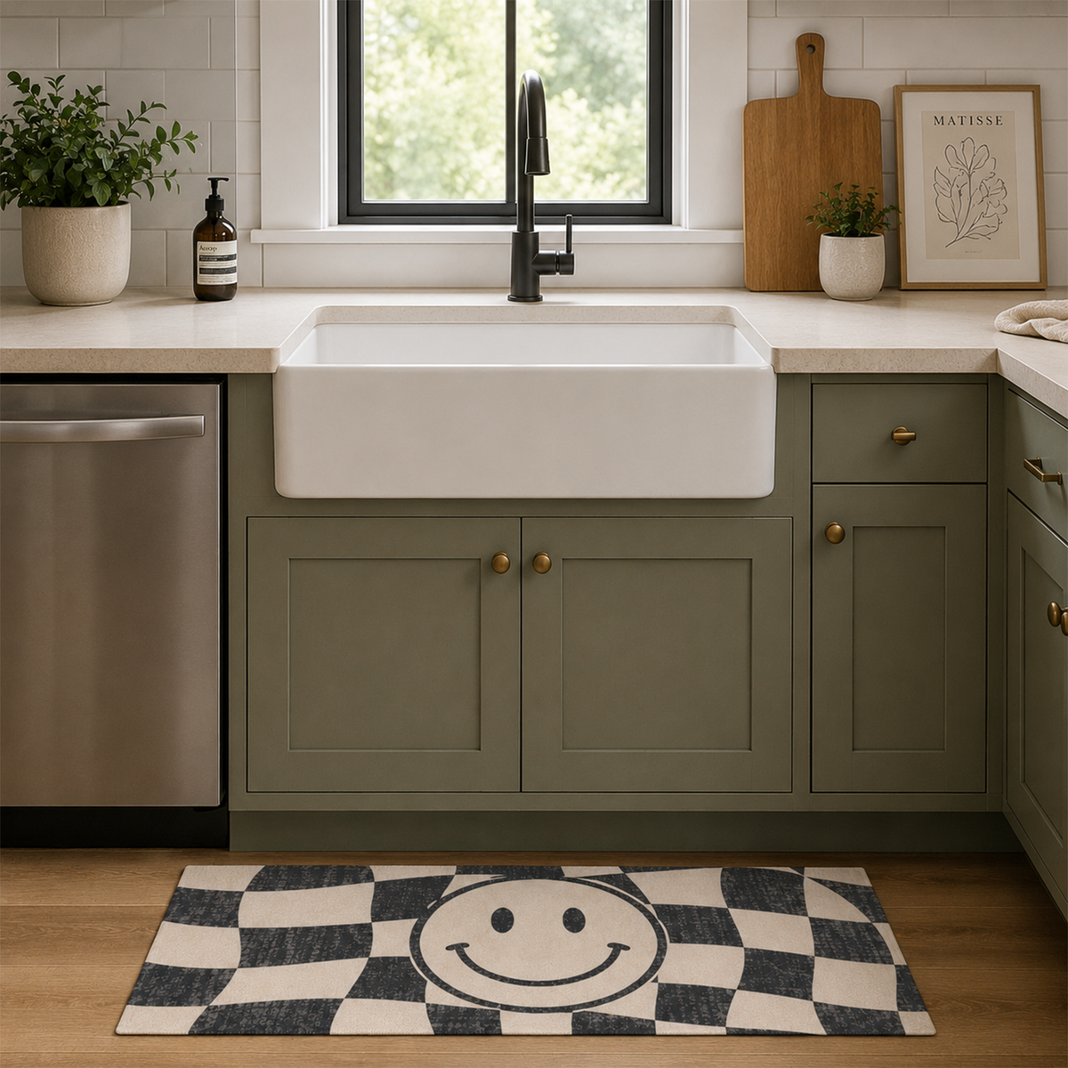 Checkerboard Smiley Rug
