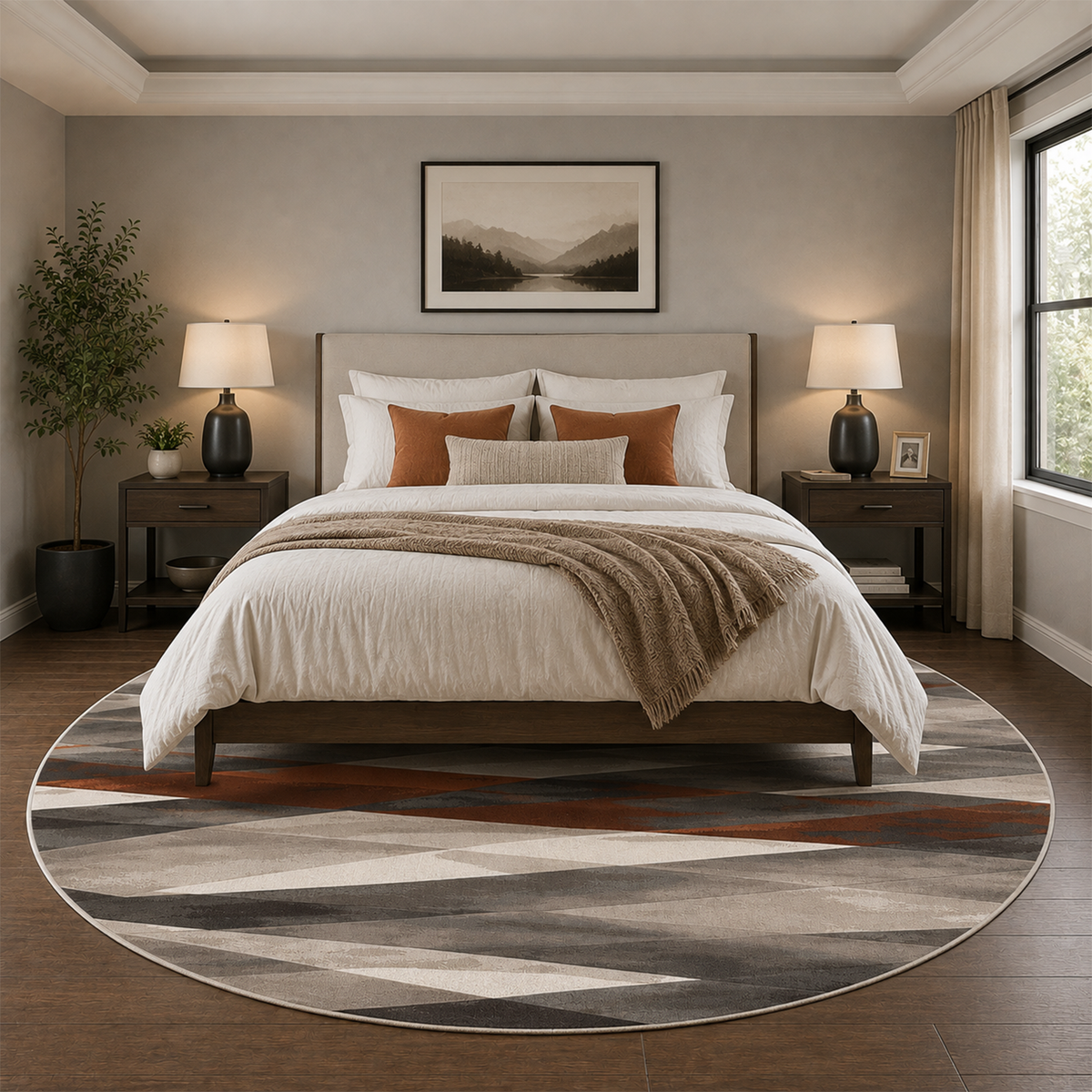 Rust Fusion Geometric Rug
