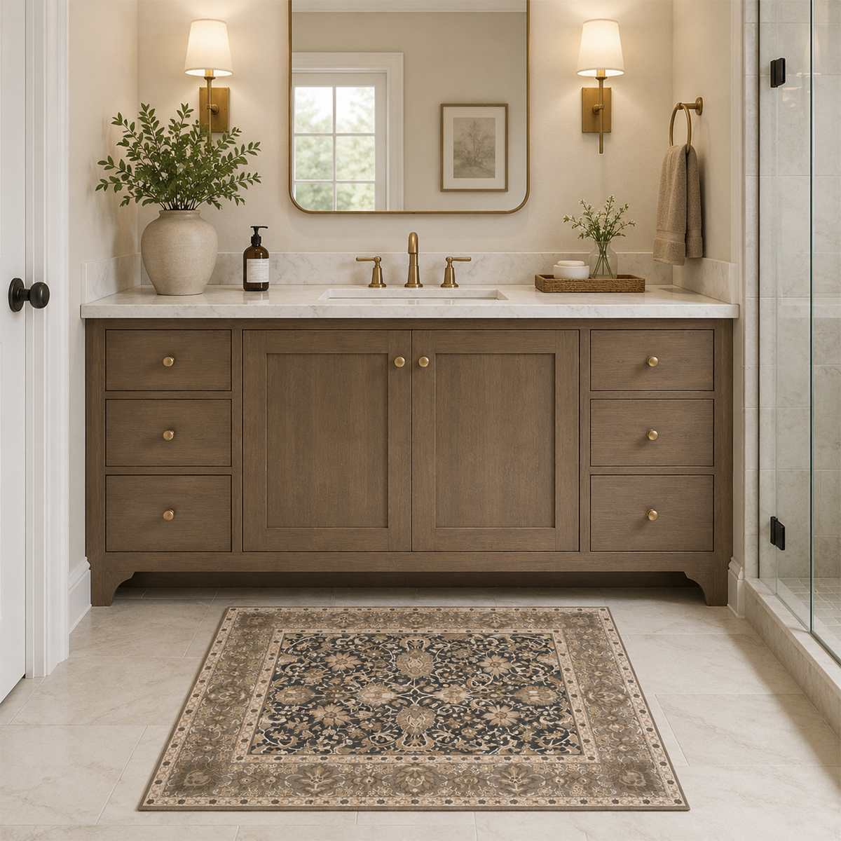 Charcoal Botanical Scroll Rug