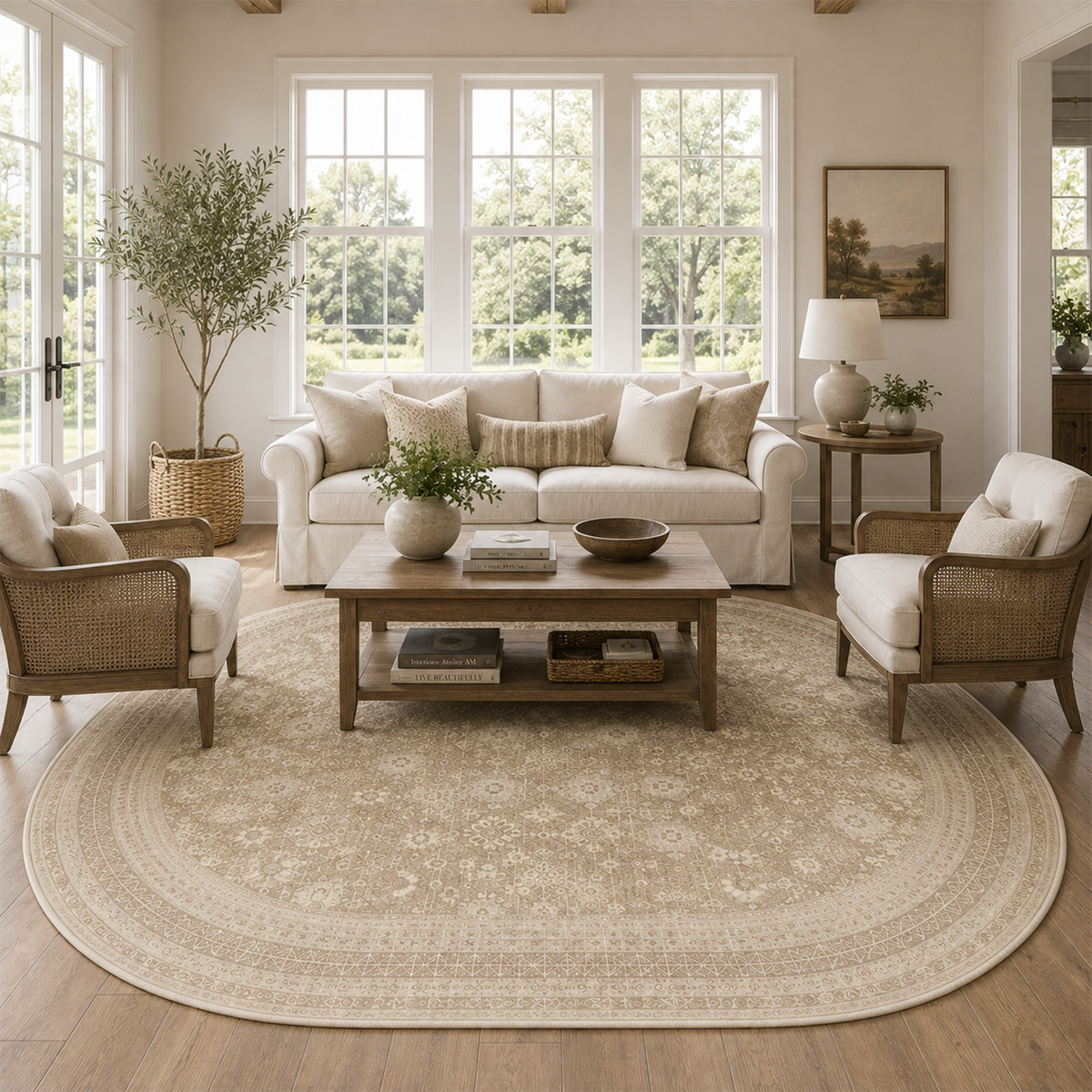 Faded Olive Tribal Diamond Rug