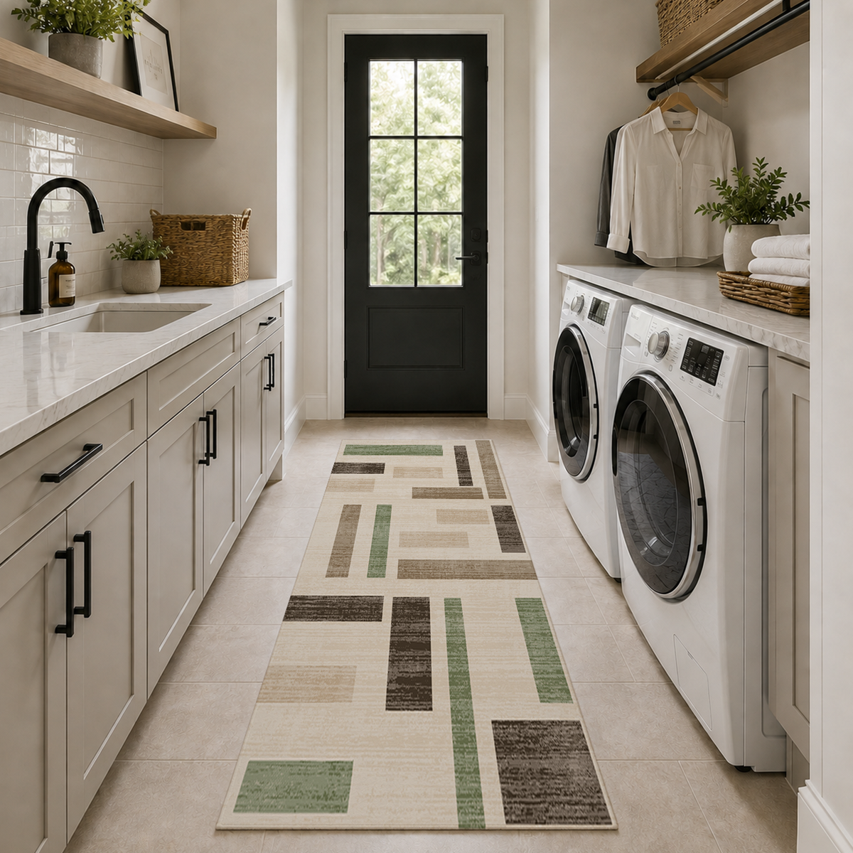 Sage Block Abstract Rug