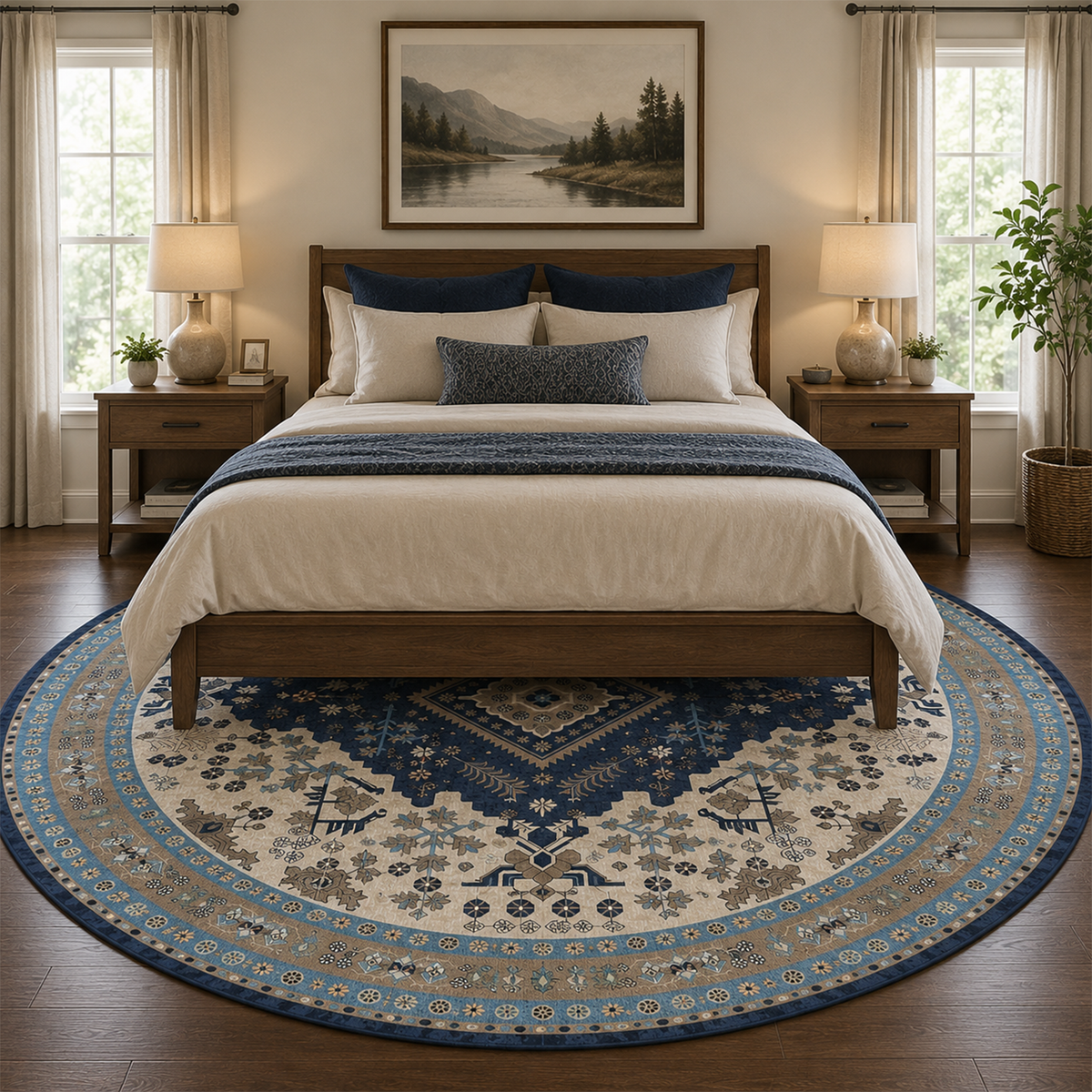 Heritage Navy Medallion Rug