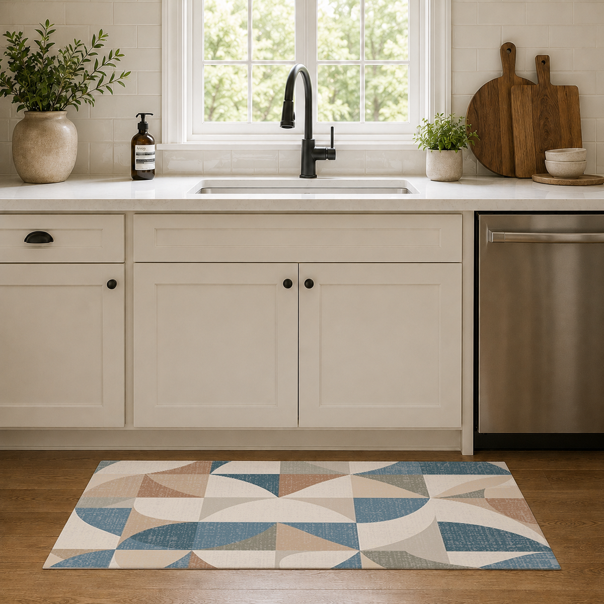 Geometric Arc Mosaic Rug
