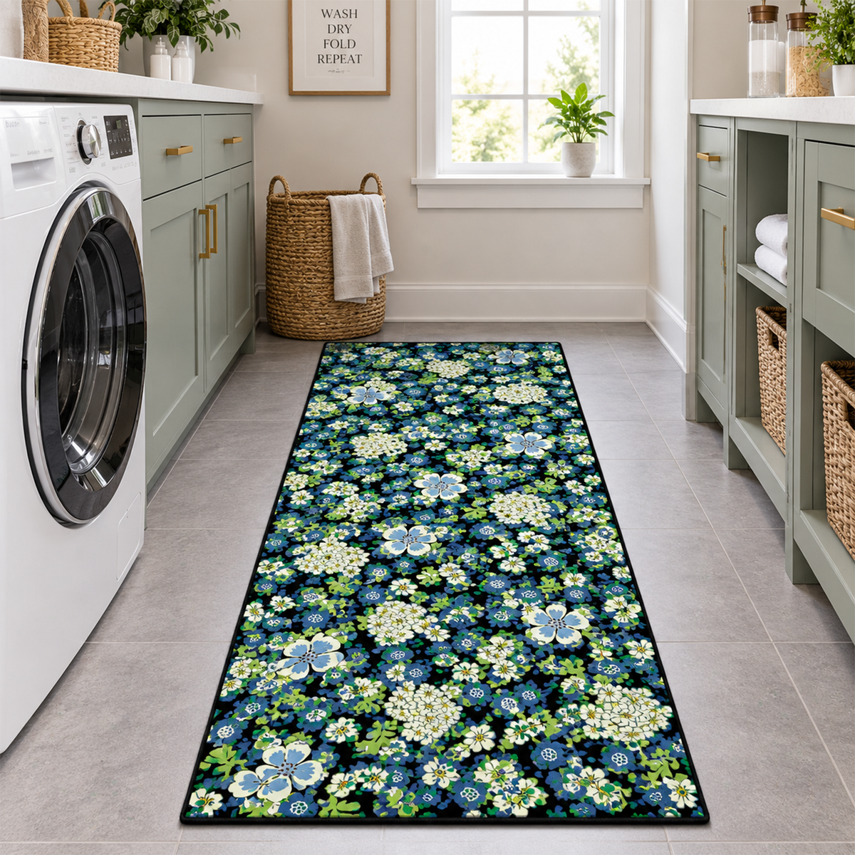 Sapphire Floral Garden Rug