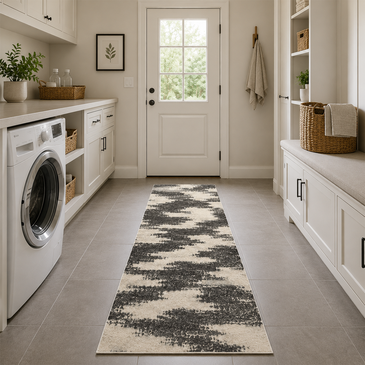 Charcoal Cloud Abstract Rug