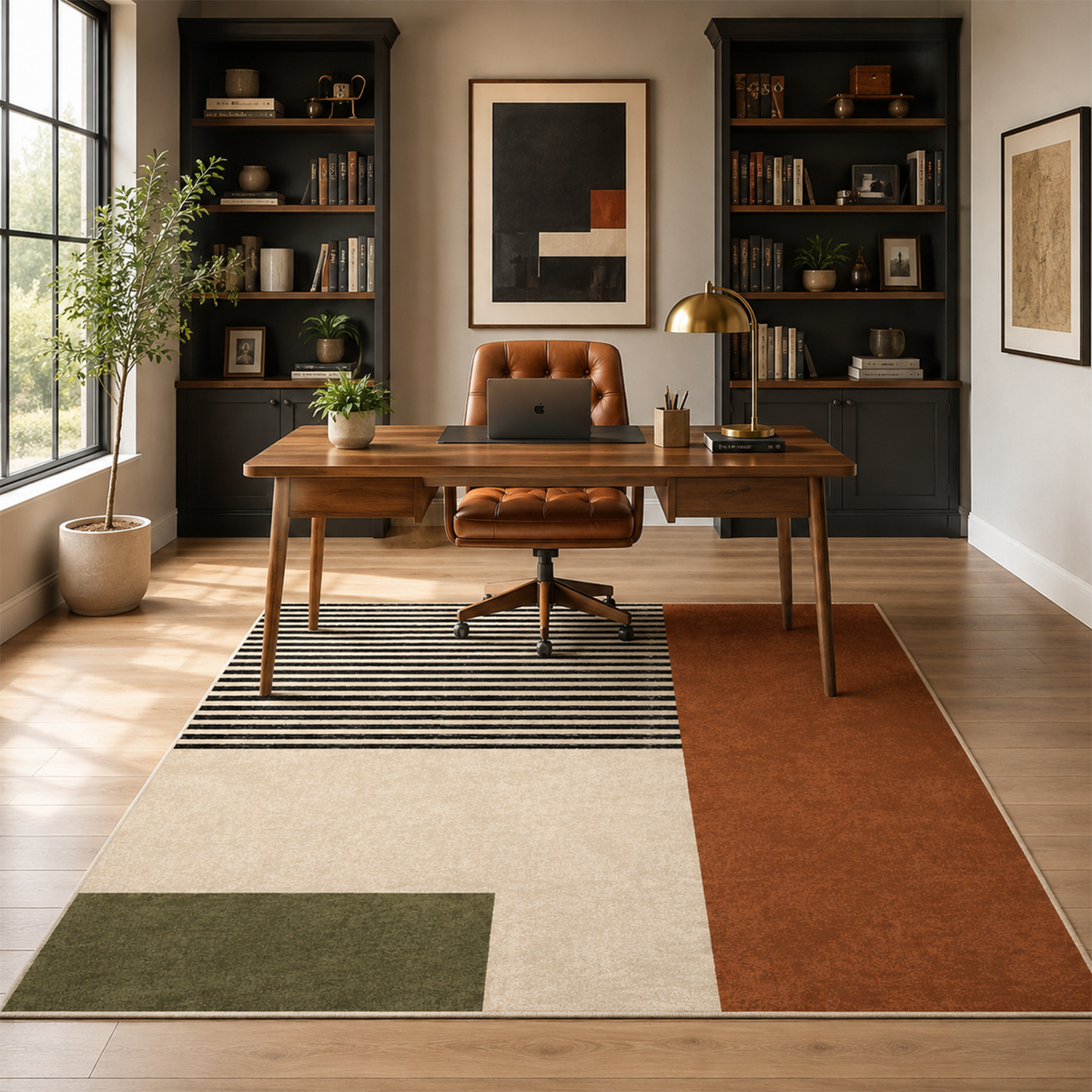 Modern Stripe & Block Rug